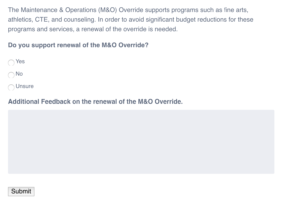 Survey for M&O override