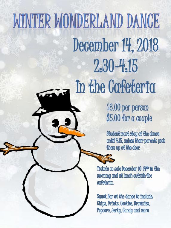 December 14, 2018 2:30-4:15 In the Cafeteria