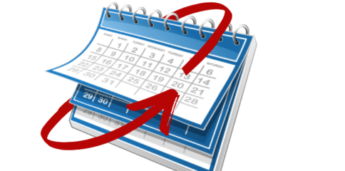 calendar and red arrow circling