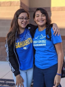 Two Middle School students dressed in blue for Sahuarita Shines Day