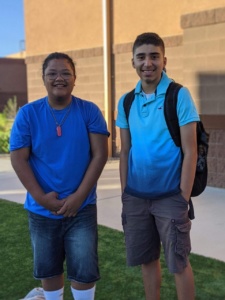 Two Middle School boys dressed in blue for Sahuarita Shines Day
