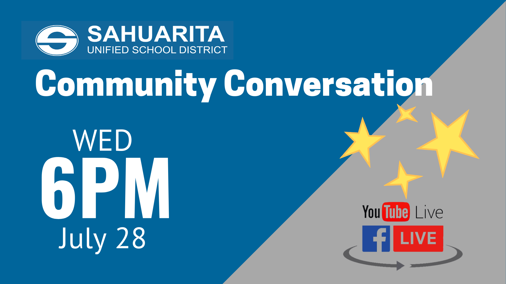 Community Conversation Wed 6 PM July 28