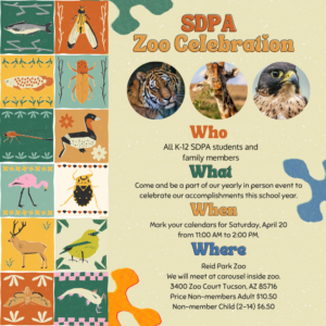 SDPA flyer announcing a zoo celebration.
