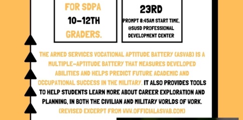 Flyer for ASVAB testing. SDPA will be testing on January 23, 2025.